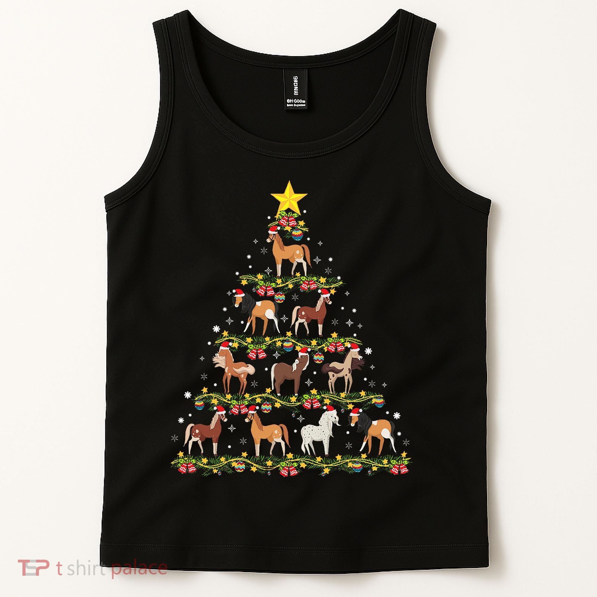 Horses Christmas Tree Horse Xmas Ornaments Tank Top