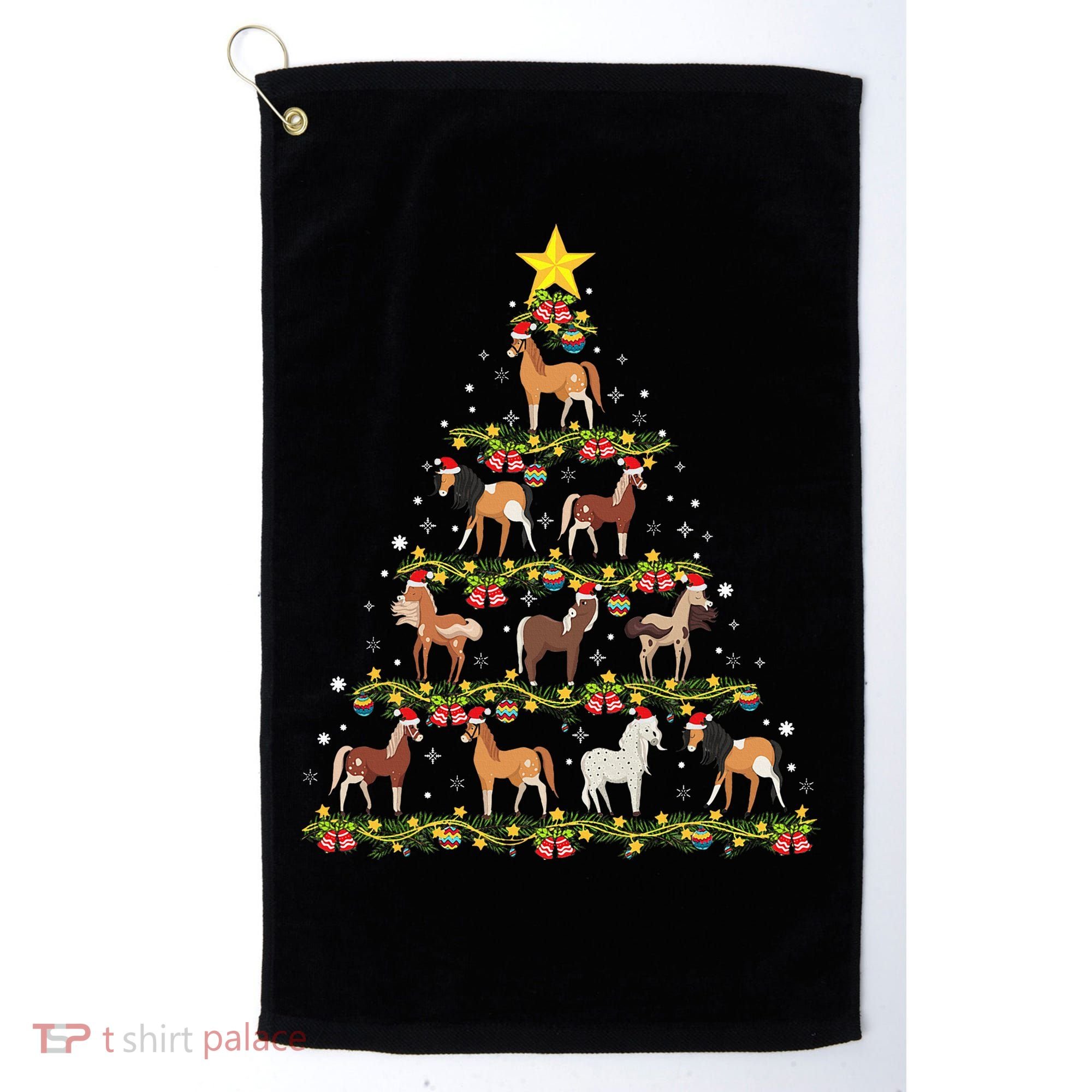 Horses Christmas Tree Horse Xmas Ornaments Golf Towel