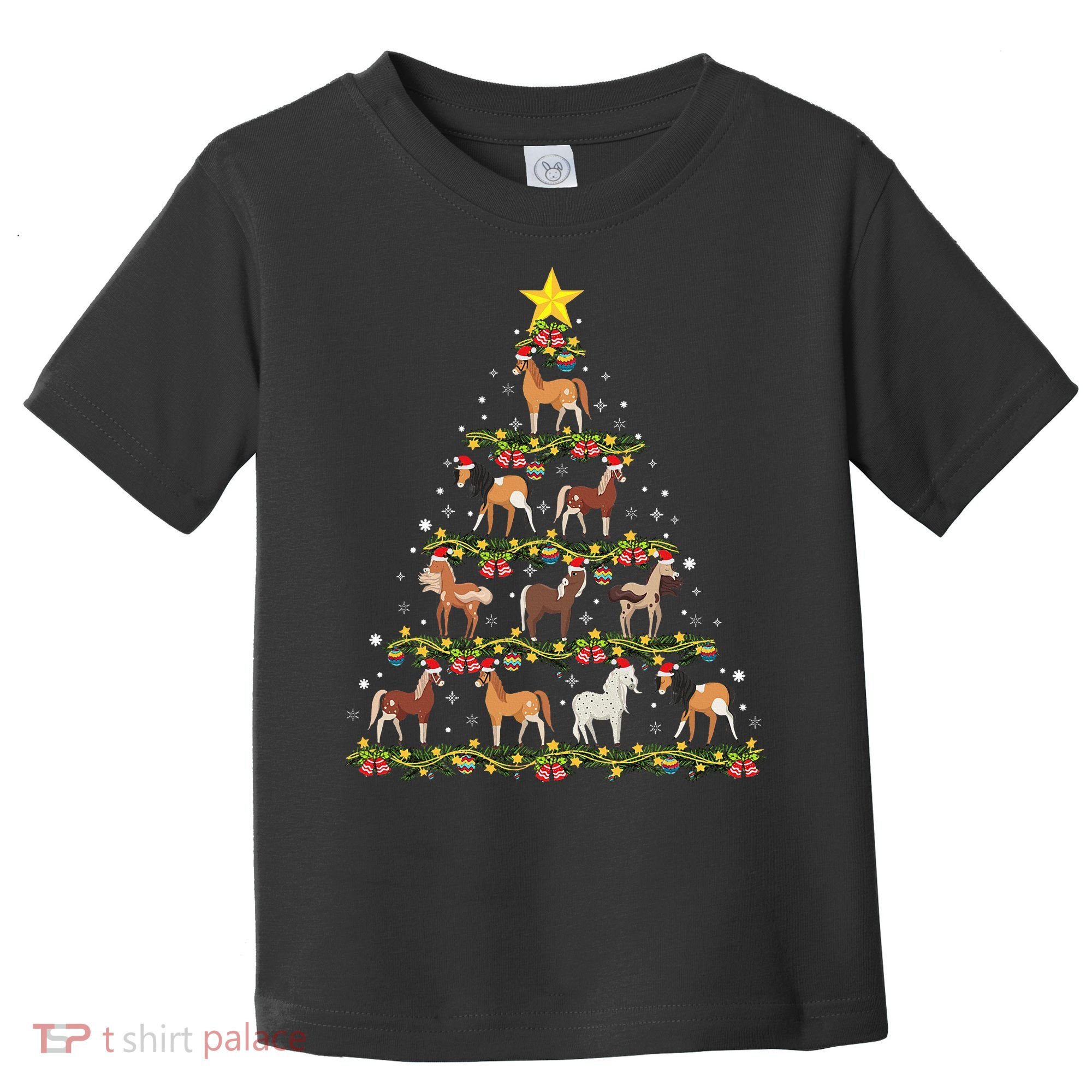 Horses Christmas Tree Horse Xmas Ornaments Toddler T-Shirt