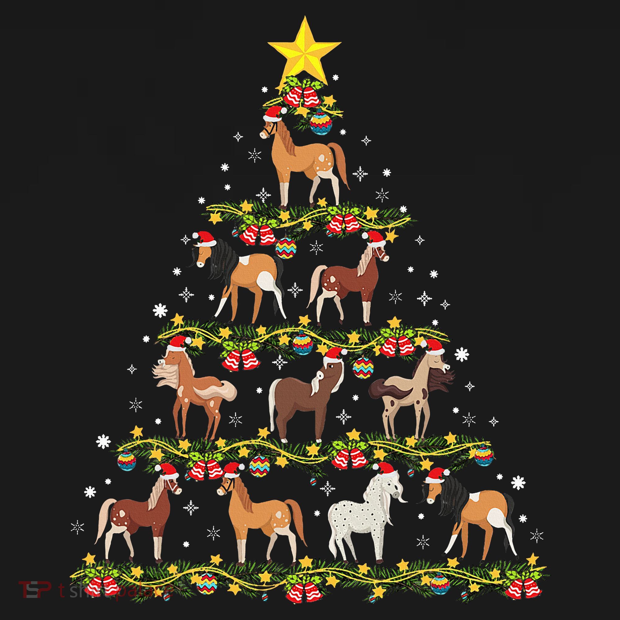 Horses Christmas Tree Horse Xmas Ornaments Toddler T-Shirt