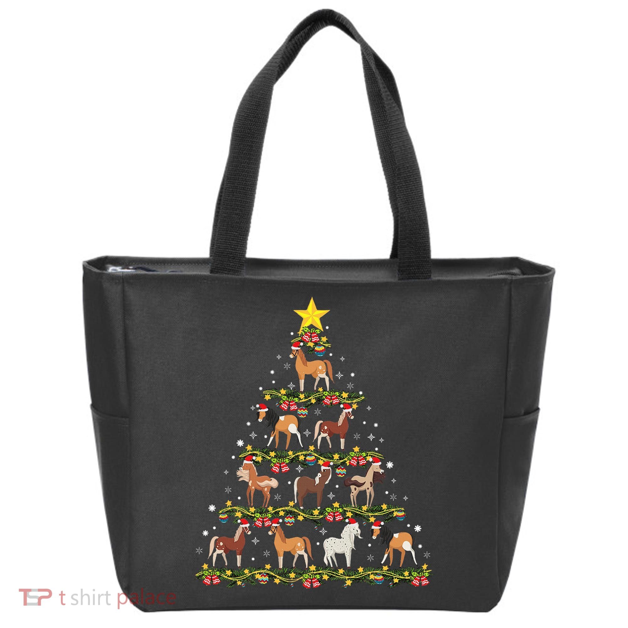 Horses Christmas Tree Horse Xmas Ornaments Tote Bag