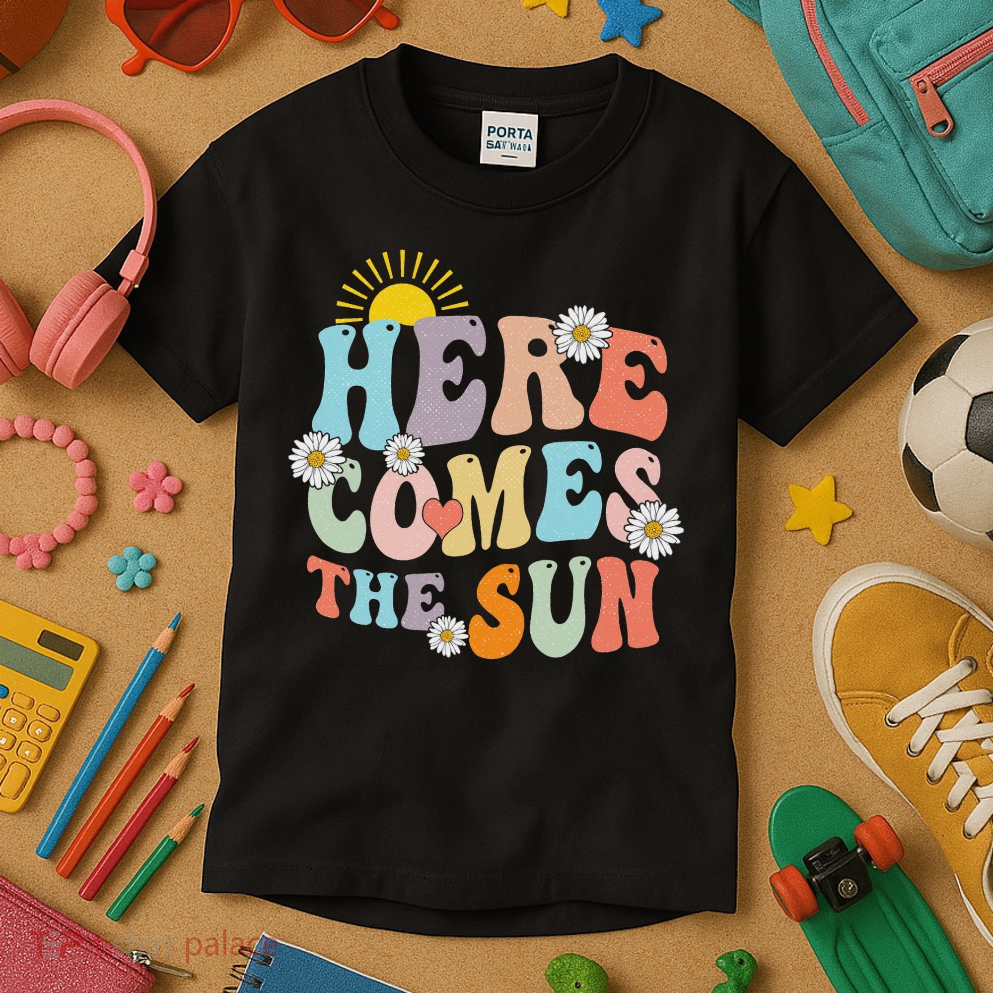 Here Comes The Sun Summer Vacation Beach Family Matching Kids T-Shirt
