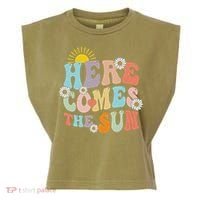 Here Comes The Sun Summer Vacation Beach Family Matching Garment-Dyed Women's Muscle Tee thumb 0