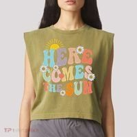 Here Comes The Sun Summer Vacation Beach Family Matching Garment-Dyed Women's Muscle Tee thumb 2