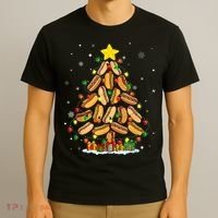 Hotdog Christmas Tree Merry Christmas Hotdog Lovers T-Shirt thumb 3
