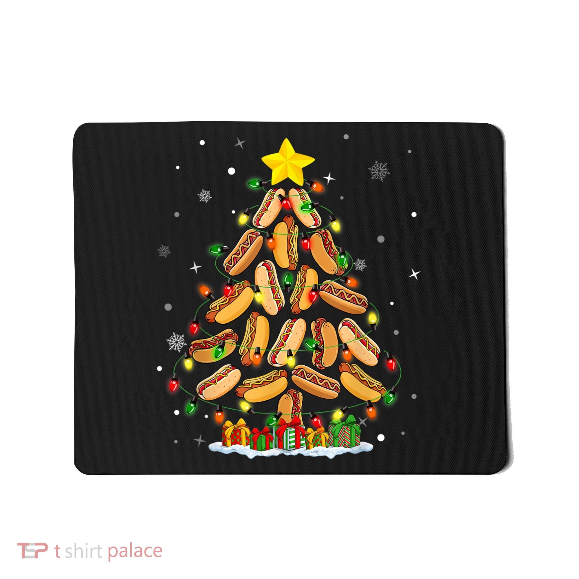 Hotdog Christmas Tree Merry Christmas Hotdog Lovers Mousepad