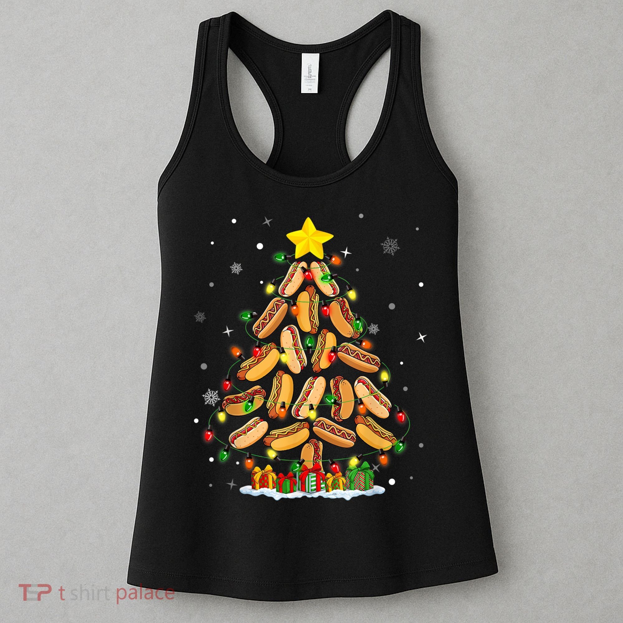 Hotdog Christmas Tree Merry Christmas Hotdog Lovers Women's Tank Top