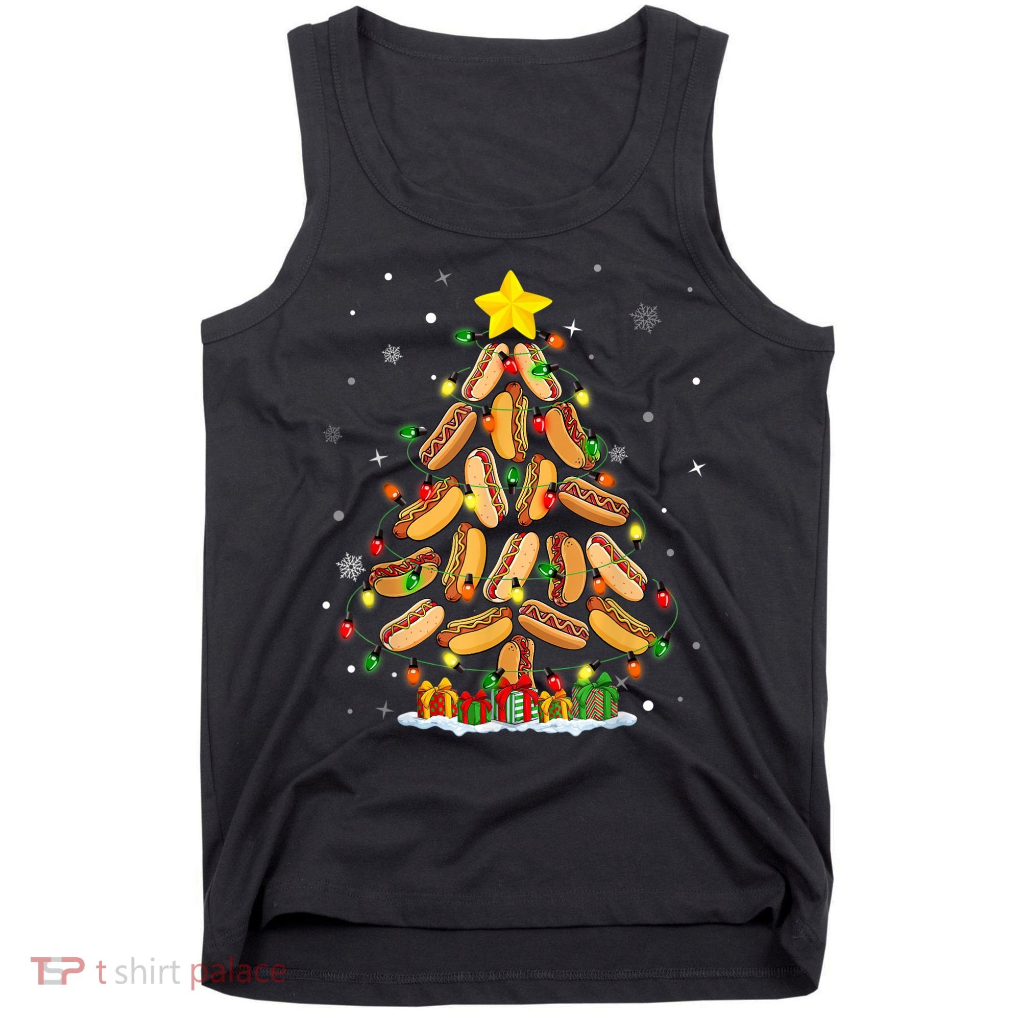 Hotdog Christmas Tree Merry Christmas Hotdog Lovers Tank Top