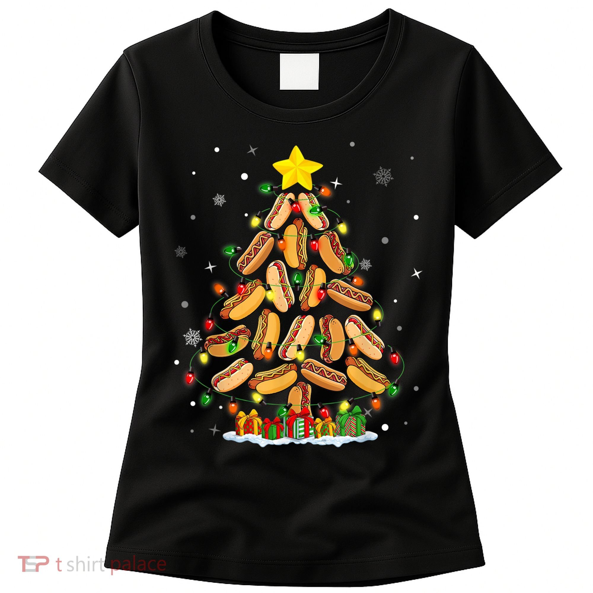 Hotdog Christmas Tree Merry Christmas Hotdog Lovers Women's T-Shirt