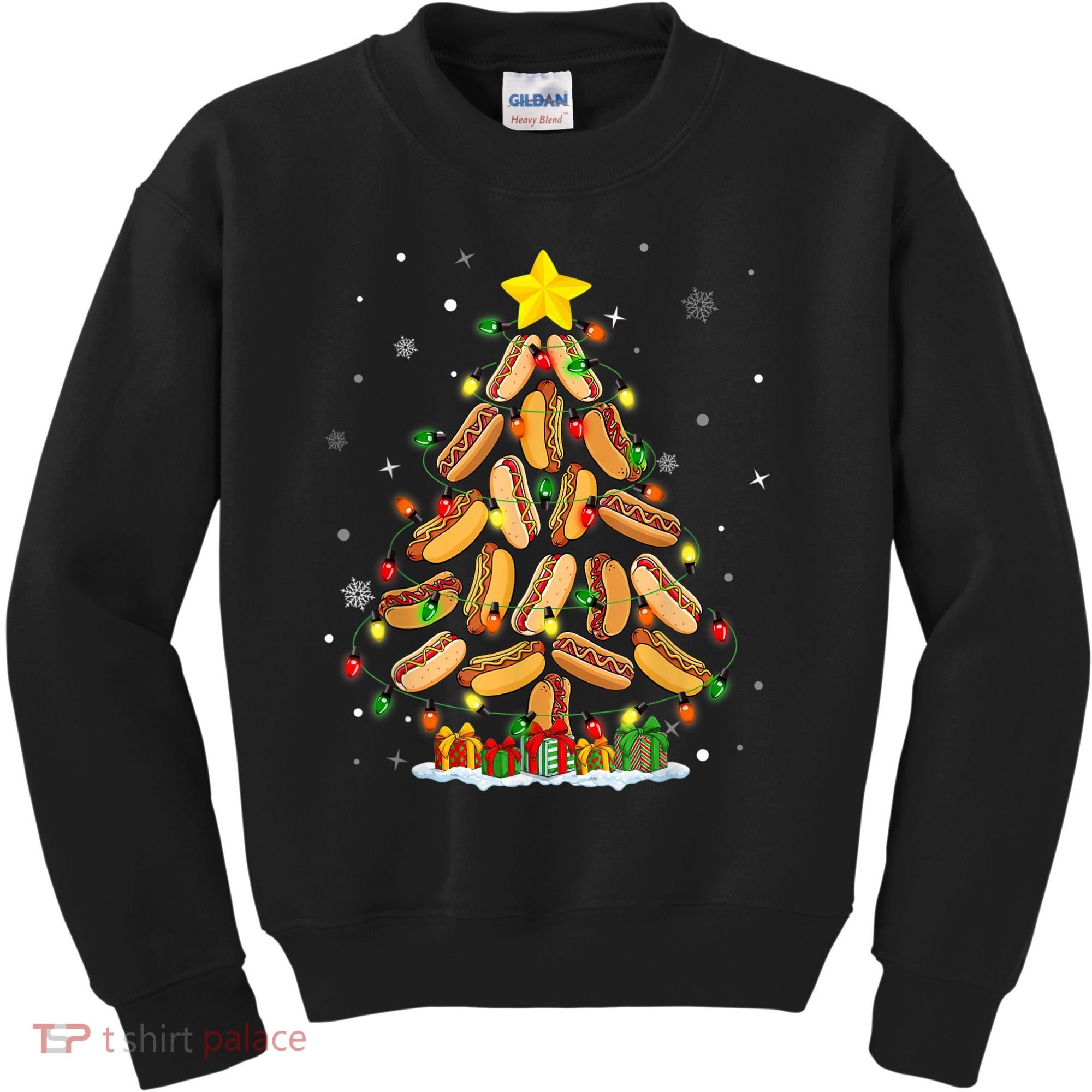 Hotdog Christmas Tree Merry Christmas Hotdog Lovers Kids Sweatshirt