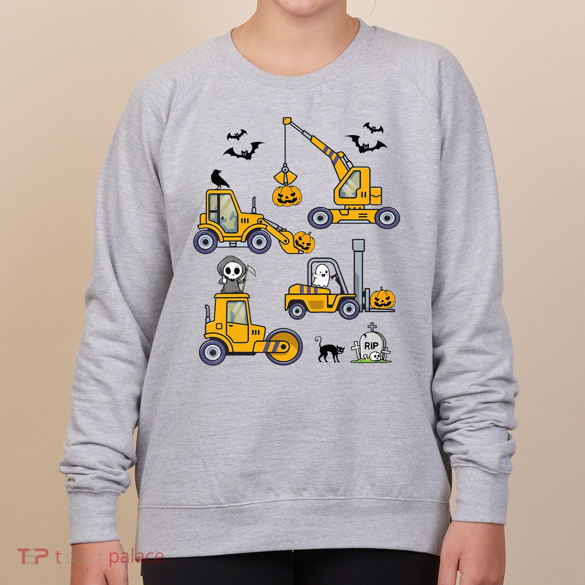Halloween Construction Vehicles Truck Pumpkin  Women's Sweatshirt