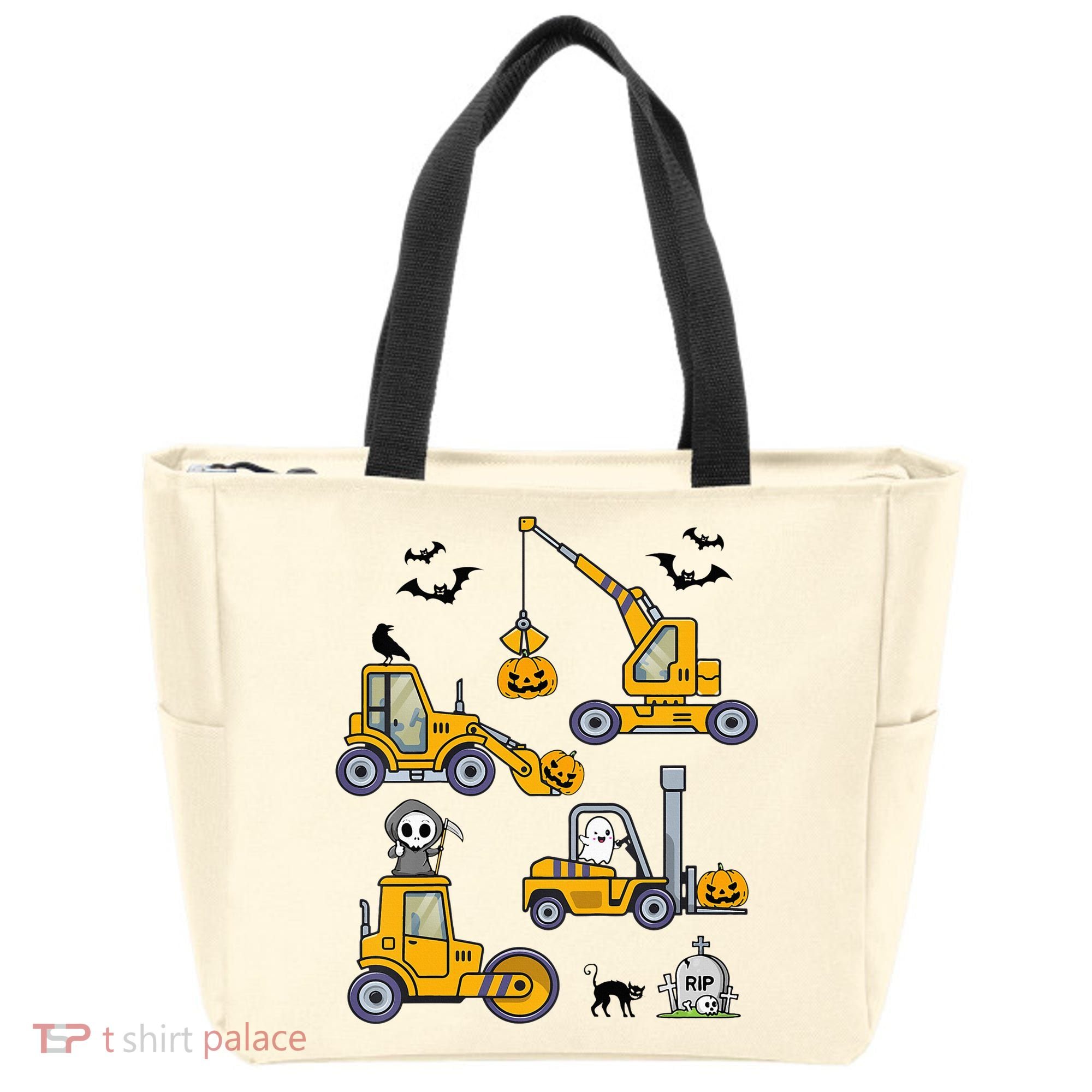 Halloween Construction Vehicles Truck Pumpkin  Tote Bag