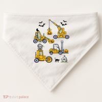 Halloween Construction Vehicles Truck Pumpkin  USA-Made Doggie Bandana thumb 0