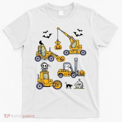 Halloween Construction Vehicles Truck Pumpkin  T-Shirt