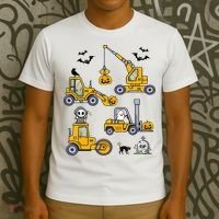 Halloween Construction Vehicles Truck Pumpkin  T-Shirt thumb 3