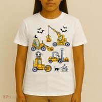 Halloween Construction Vehicles Truck Pumpkin  T-Shirt thumb 4