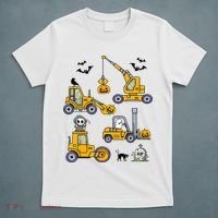 Halloween Construction Vehicles Truck Pumpkin  T-Shirt thumb 5