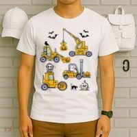 Halloween Construction Vehicles Truck Pumpkin  T-Shirt thumb 6