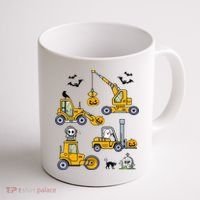 Halloween Construction Vehicles Truck Pumpkin  Coffee Mug thumb 1