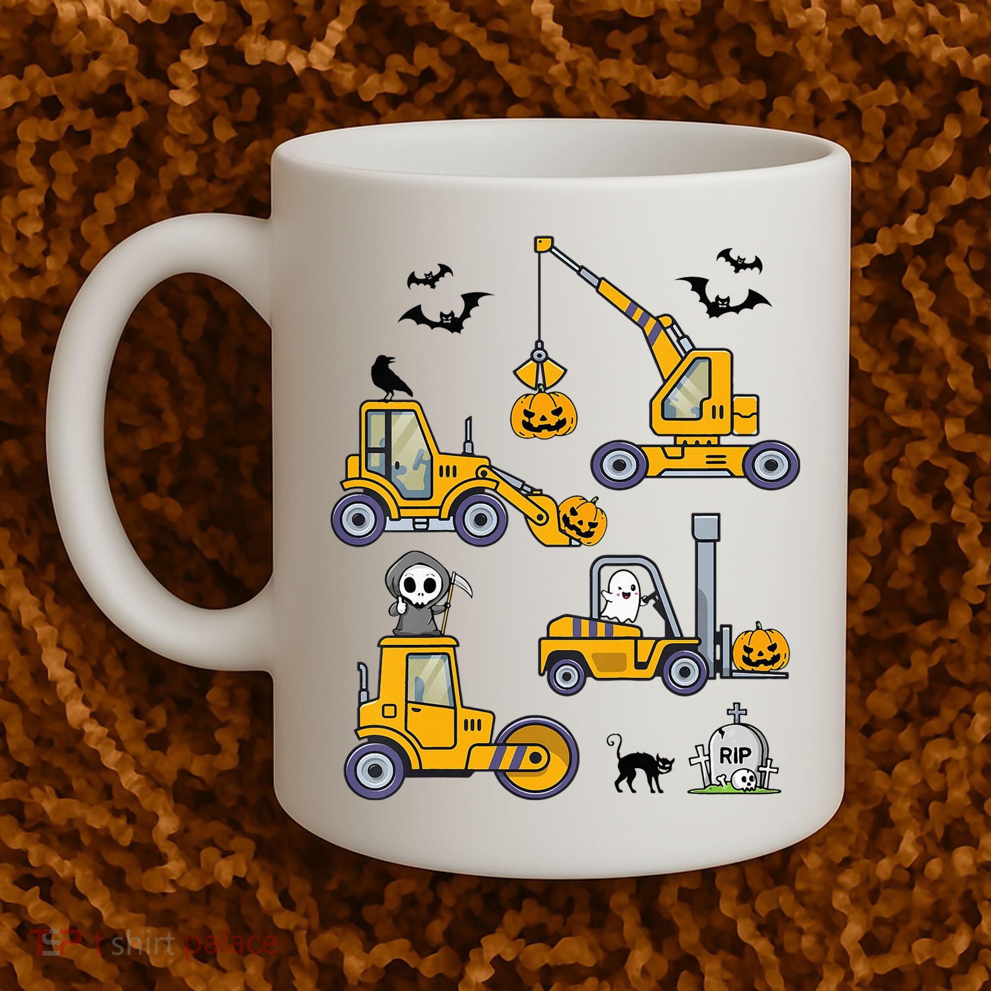 Halloween Construction Vehicles Truck Pumpkin  Coffee Mug