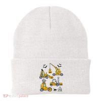 Halloween Construction Vehicles Truck Pumpkin  Beanie thumb 0