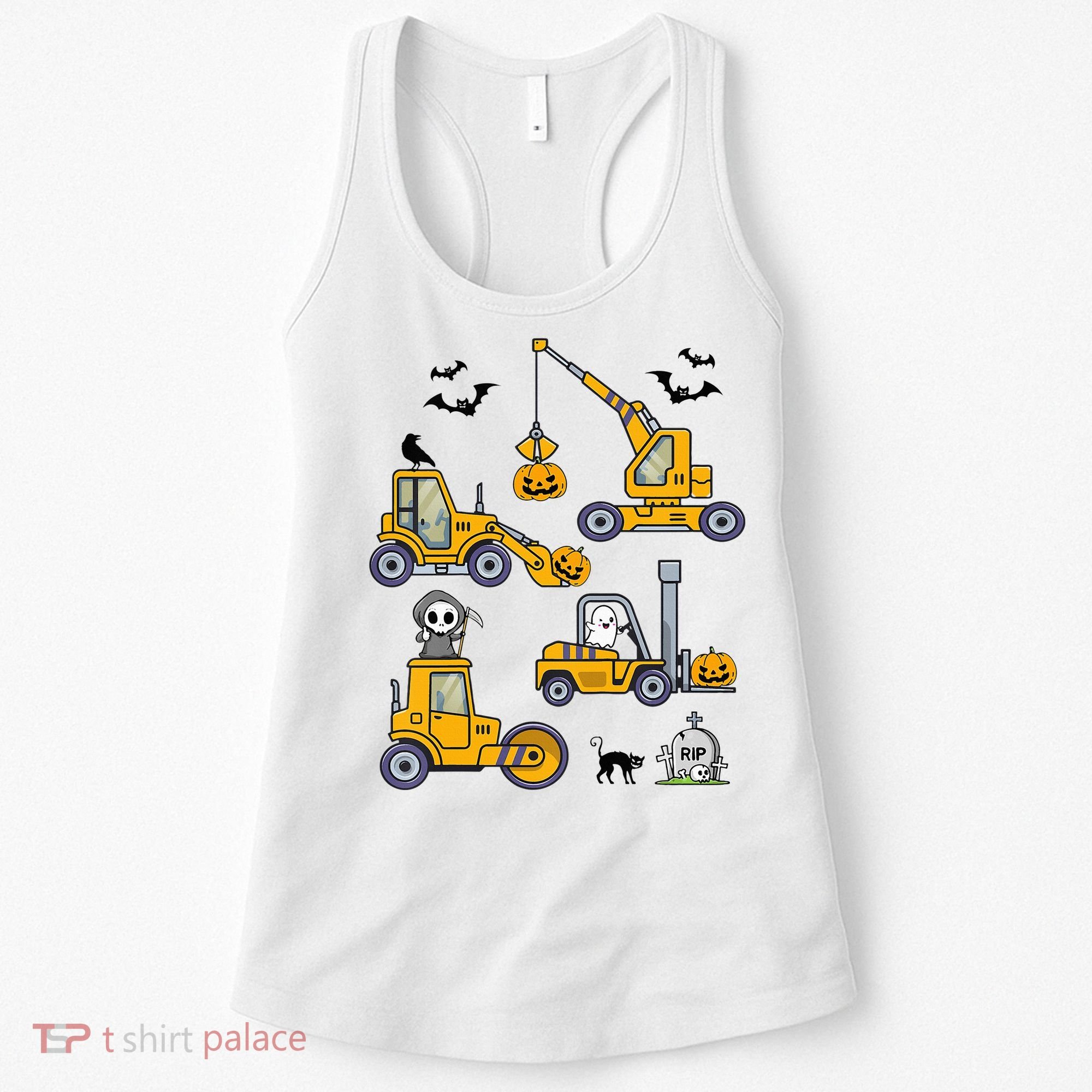 Halloween Construction Vehicles Truck Pumpkin  Women's Tank Top