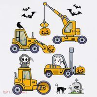 Halloween Construction Vehicles Truck Pumpkin  Women's Tank Top thumb 5