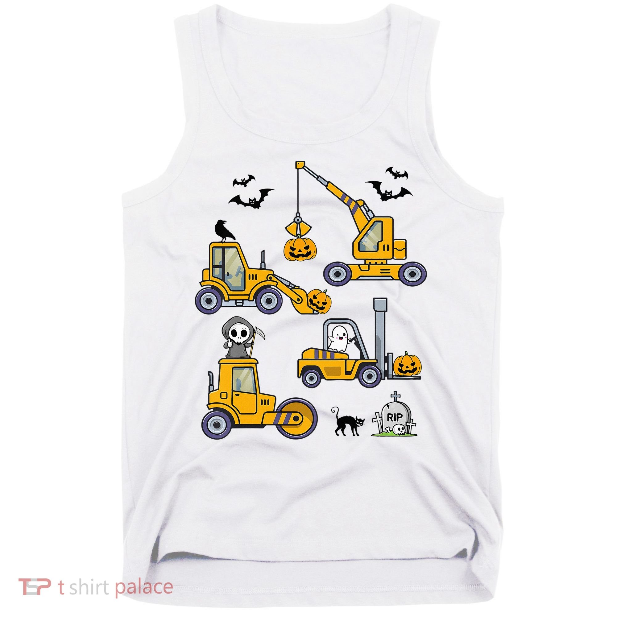 Halloween Construction Vehicles Truck Pumpkin  Tank Top
