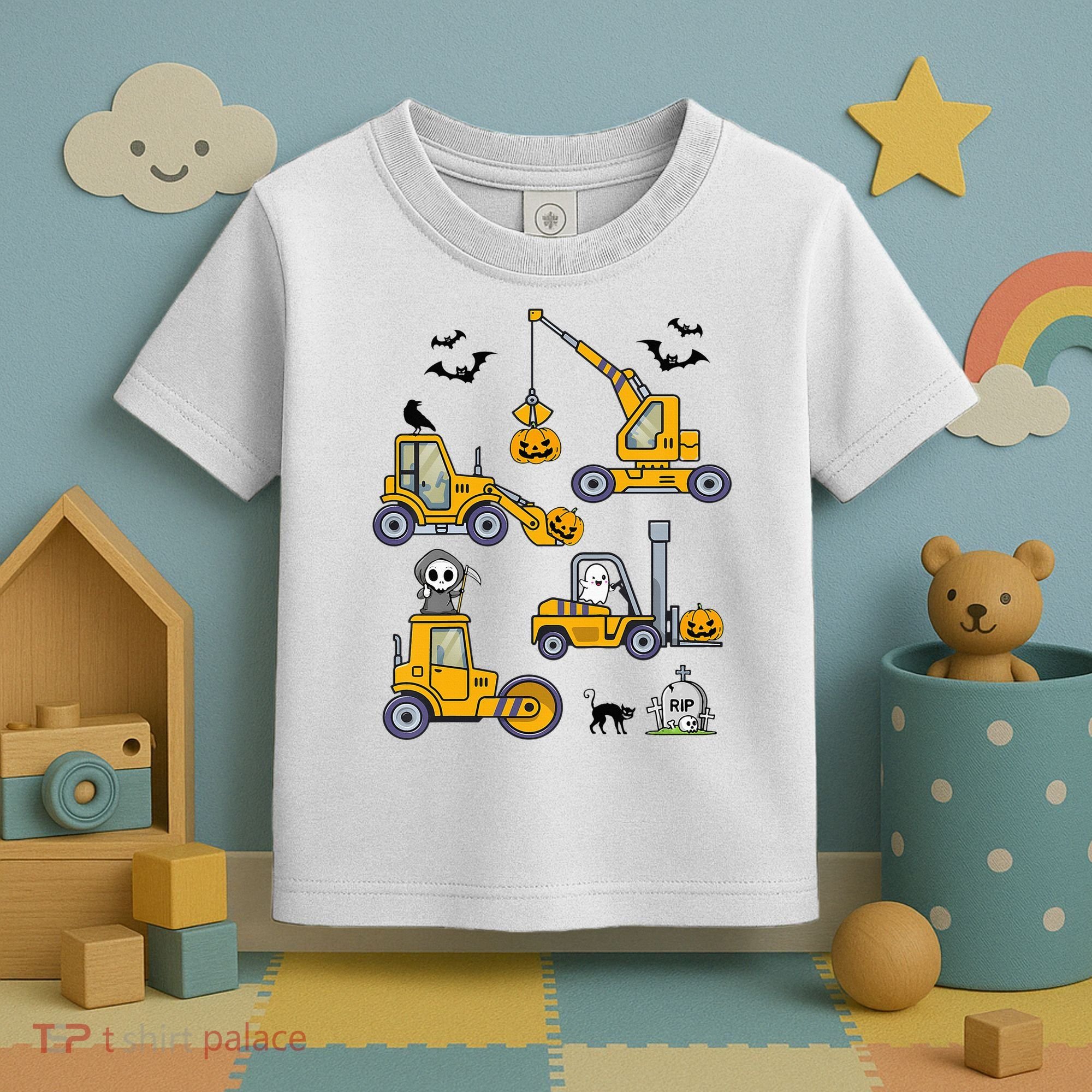 Halloween Construction Vehicles Truck Pumpkin  Toddler T-Shirt