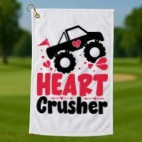 Heart Crusher Valentine Day Gift Golf Towel thumb 1