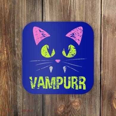 Halloween Cat Vampurr Vampire For Funny Man Creative Coaster