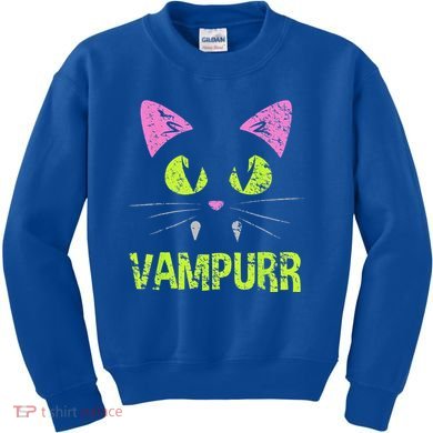 Halloween Cat Vampurr Vampire For Funny Man Creative Kids Sweatshirt