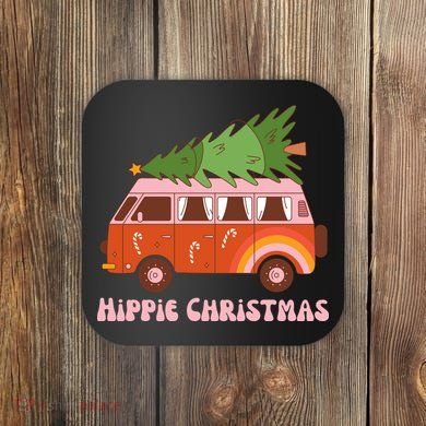 Hippie Christmas Van Holiday Coaster