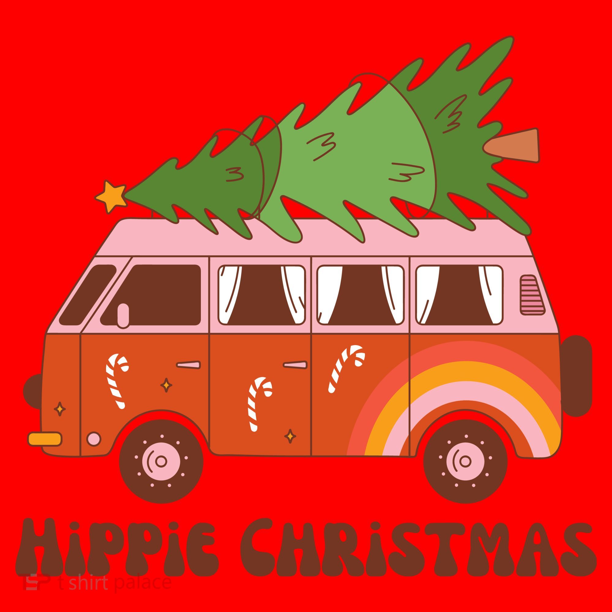 Hippie Christmas Van Holiday Santa Hat