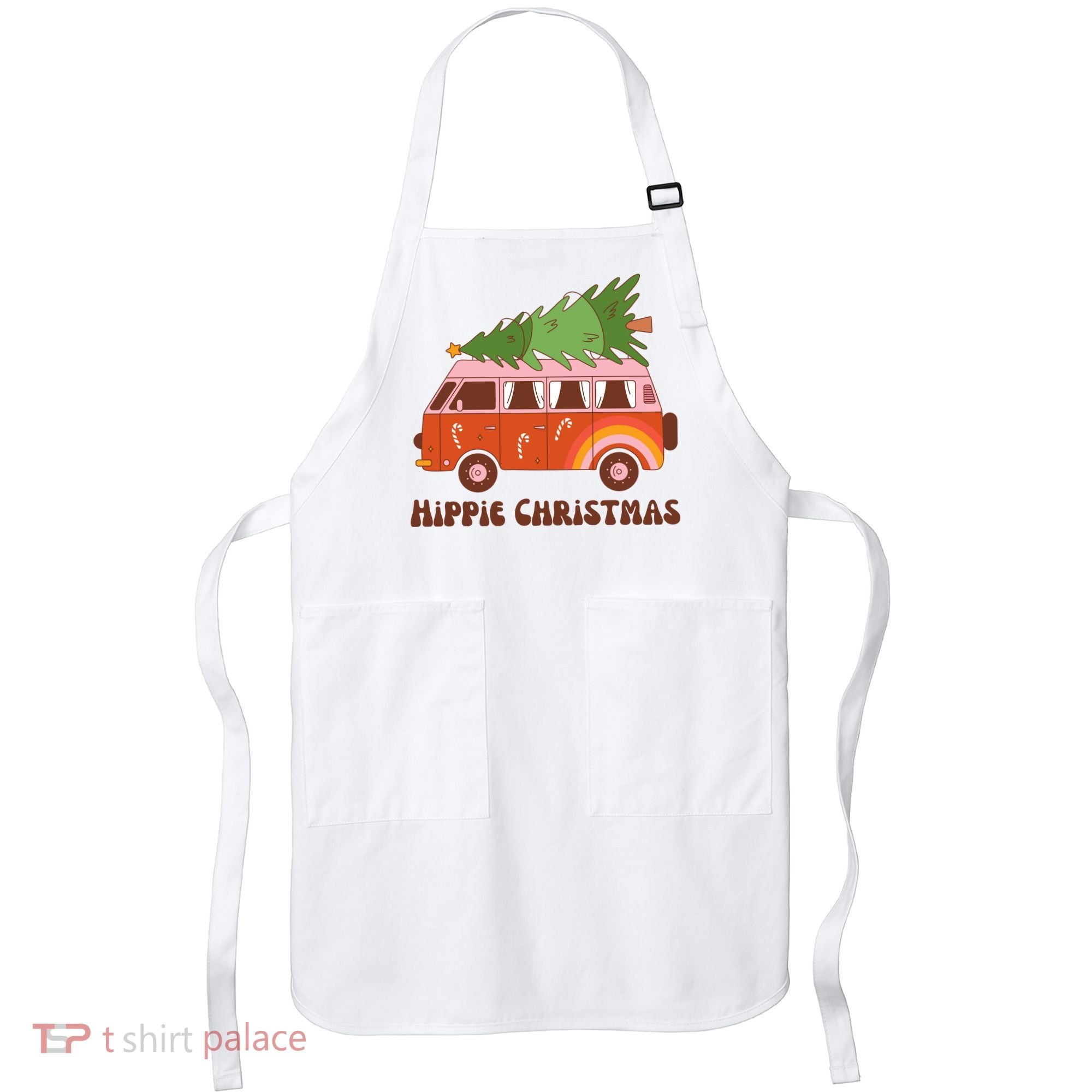 Hippie Christmas Van Holiday Apron