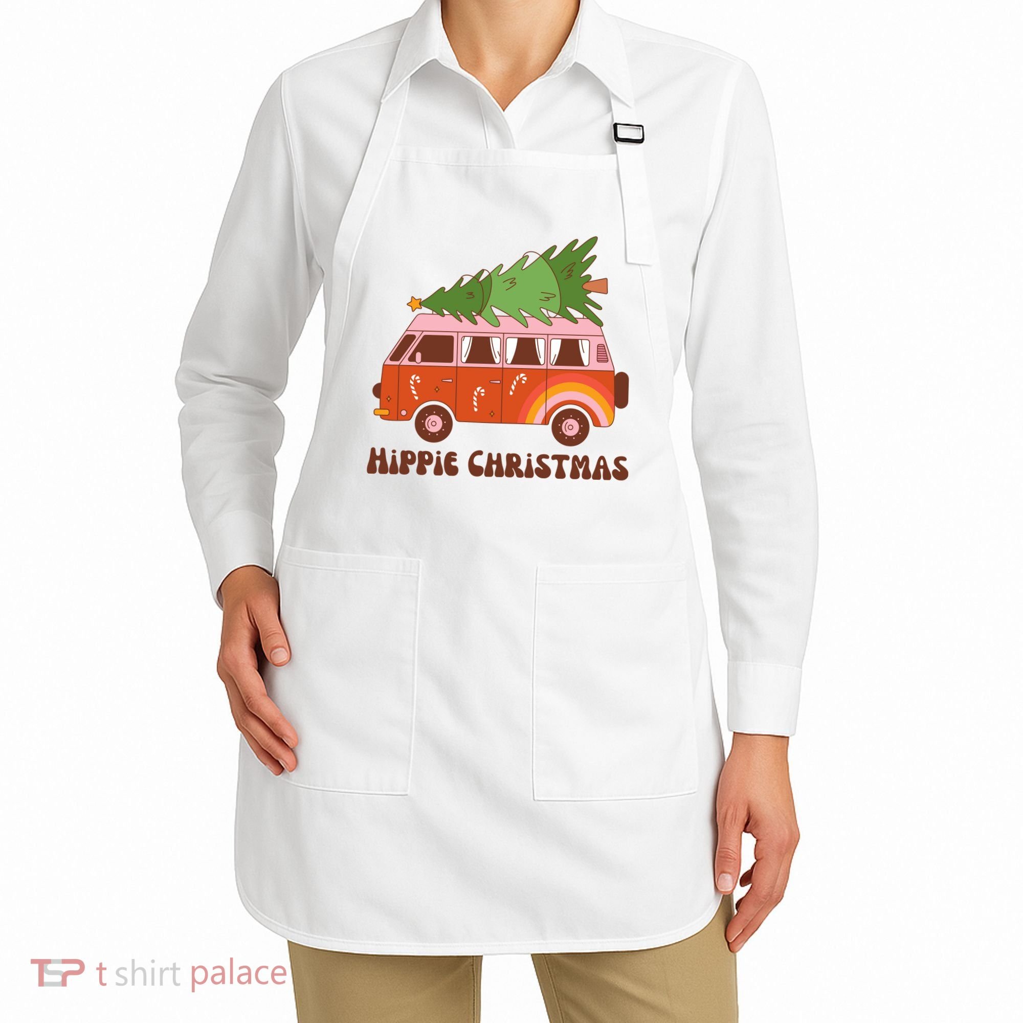 Hippie Christmas Van Holiday Apron