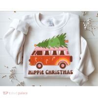 Hippie Christmas Van Holiday Sweatshirt thumb 2