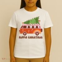 Hippie Christmas Van Holiday T-Shirt thumb 4