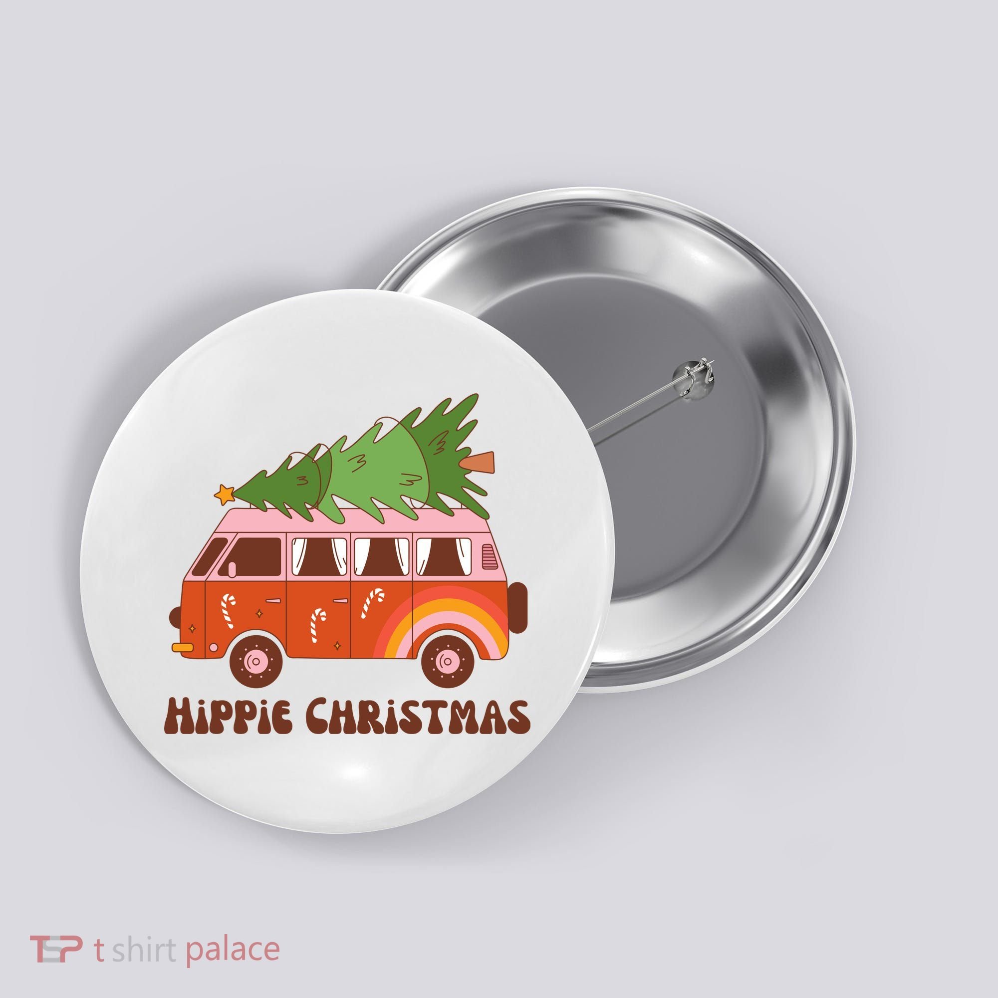 Hippie Christmas Van Holiday Button