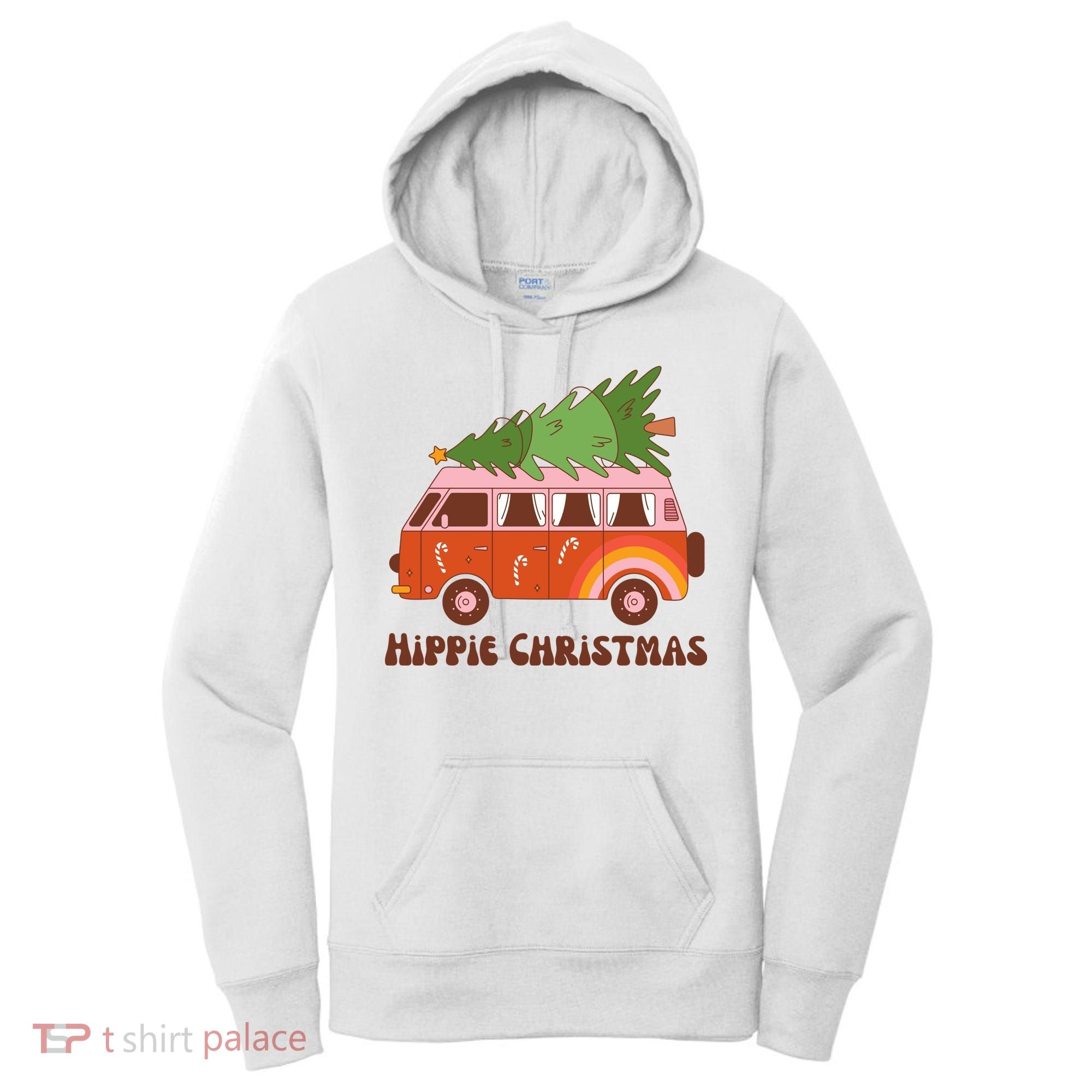 Hippie Christmas Van Holiday Women's Hoodie