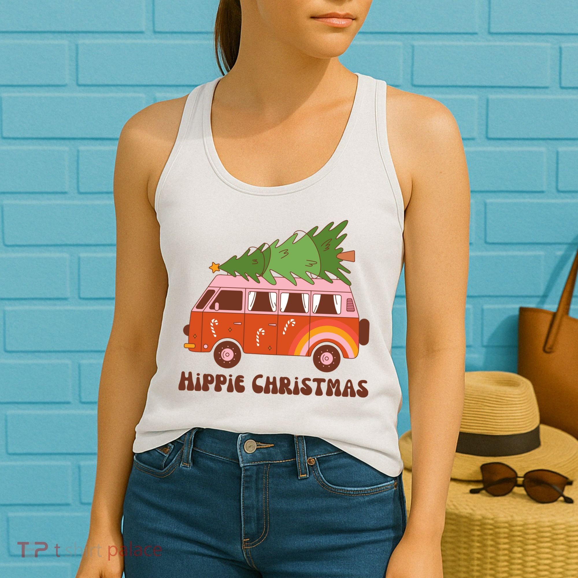 Hippie Christmas Van Holiday Women's Tank Top