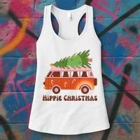 Hippie Christmas Van Holiday Women's Tank Top thumb 3