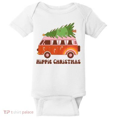 Hippie Christmas Van Holiday Baby Bodysuit
