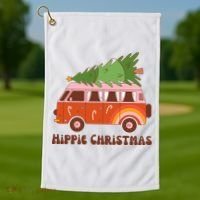 Hippie Christmas Van Holiday Golf Towel thumb 1