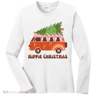 Hippie Christmas Van Holiday Women's Long Sleeve Shirt