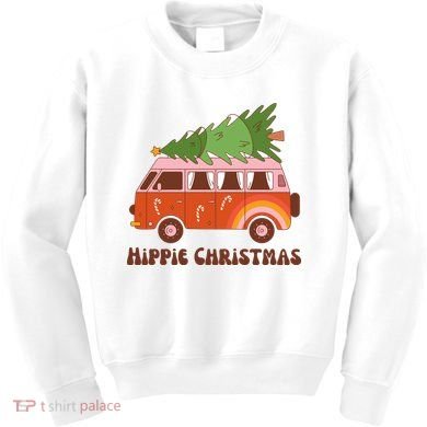 Hippie Christmas Van Holiday Kids Sweatshirt