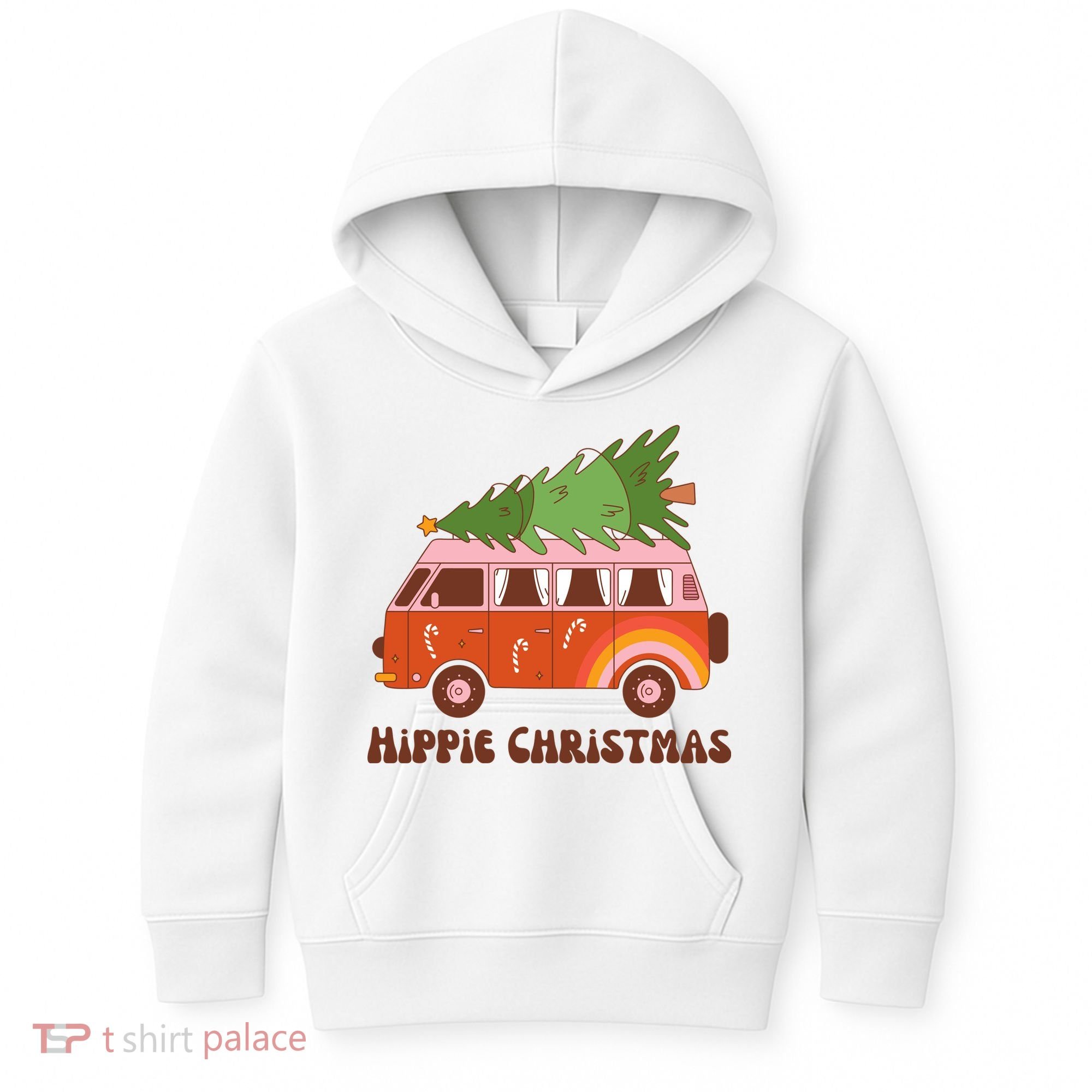 Hippie Christmas Van Holiday Kids Hoodie