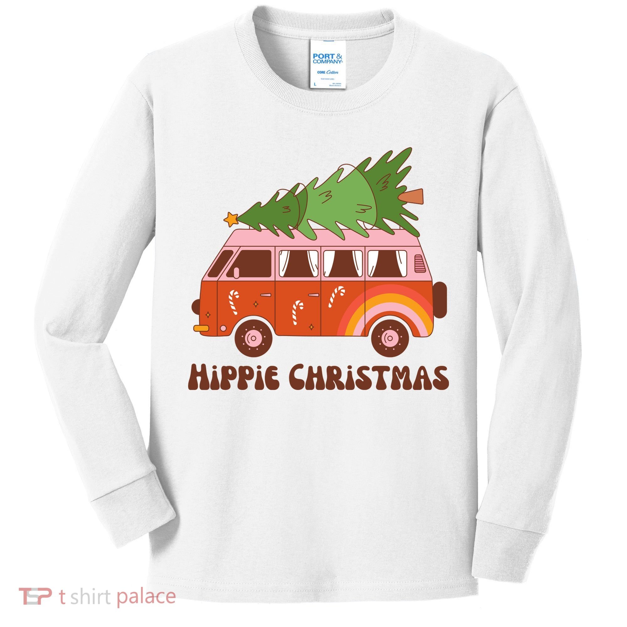 Hippie Christmas Van Holiday Kids Long Sleeve Shirt