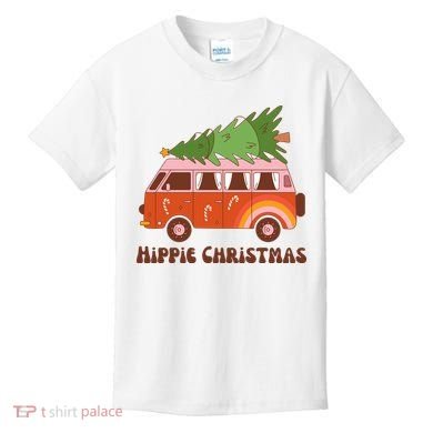 Hippie Christmas Van Holiday Kids T-Shirt