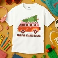 Hippie Christmas Van Holiday Kids T-Shirt thumb 3